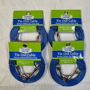 Forever Pals 4 Pack Blue Dog Tie-Out Cable 20ft Galvanized Steel up to 60 lbs